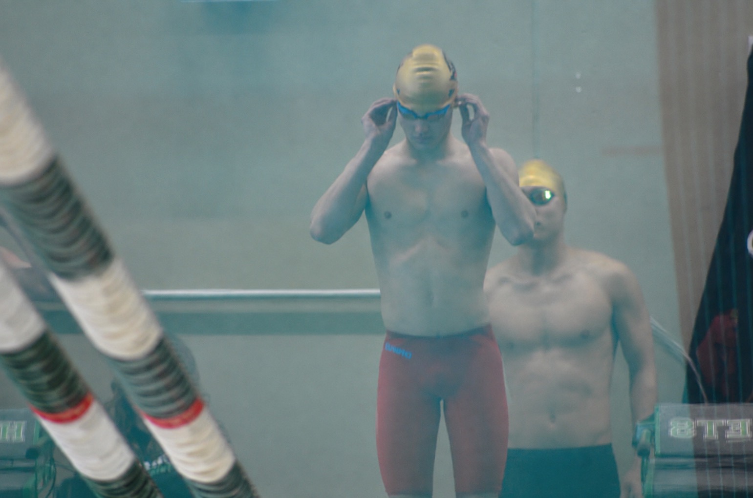 Mattias preparing for a swim race